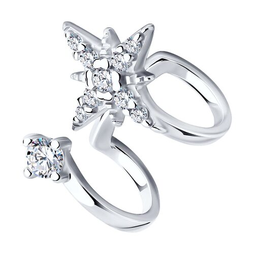 Серьга с фианитами из серебра 925 пробы