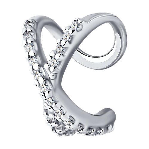 Серьга с фианитами из серебра 925 пробы