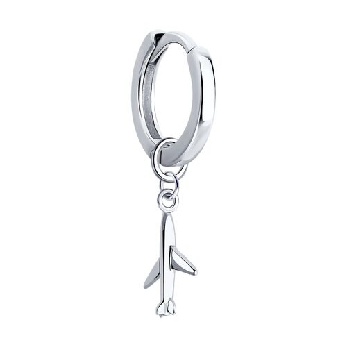 Серьга "Самолет" из серебра 925 пробы