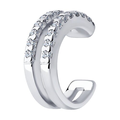 Серьга с фианитами из серебра 925 пробы