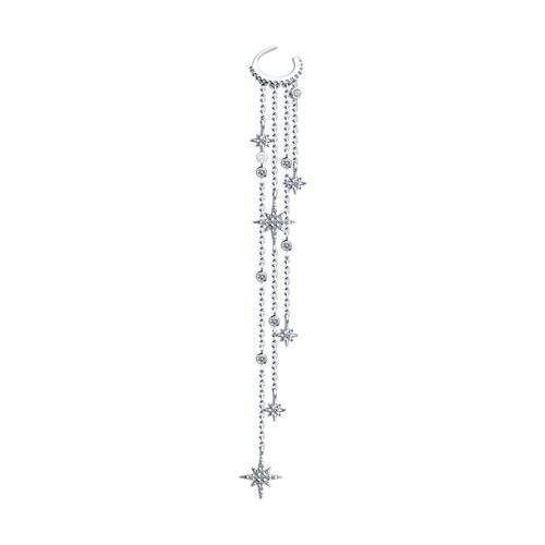 Серьга с фианитами из серебра 925 пробы