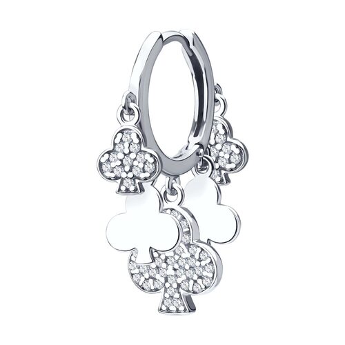 Серьга с фианитами из серебра 925 пробы
