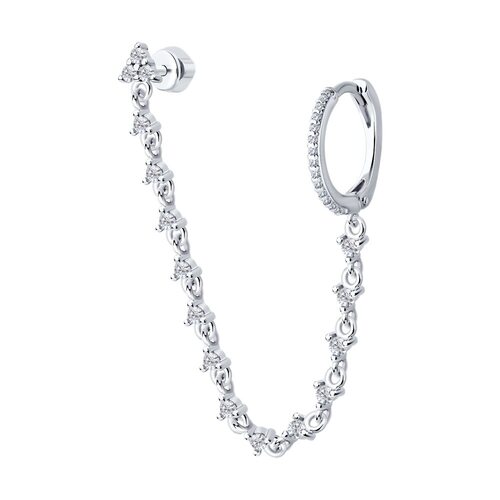 Серьга с фианитами из серебра 925 пробы