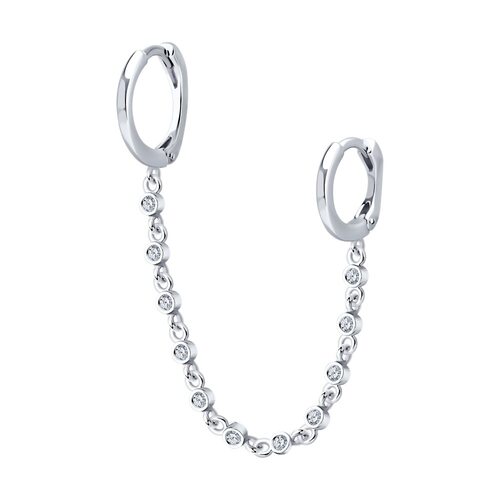 Серьга с фианитами из серебра 925 пробы