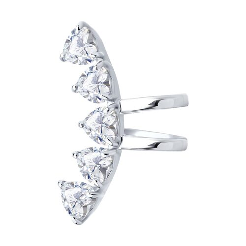 Серьга с фианитами из серебра 925 пробы