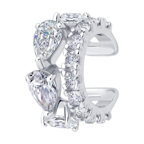 Серьга с фианитами из серебра 925 пробы