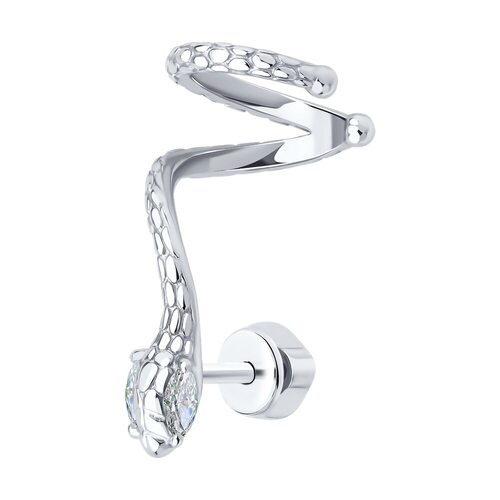 Серьга "Змея" из серебра 925 пробы