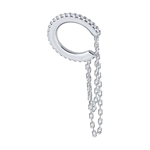 Серьга с фианитами из серебра 925 пробы