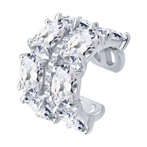 Серьга с фианитами из серебра 925 пробы