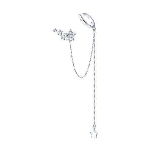 Серьга "Звезды" с фианитами из серебра 925 пробы