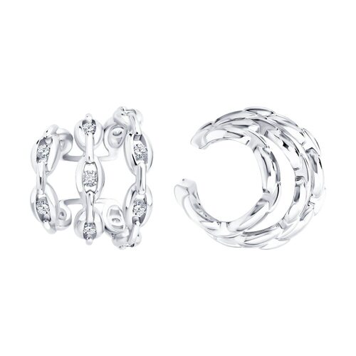 Серьга с фианитами из серебра 925 пробы