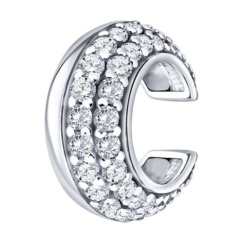 Серьга с фианитами из серебра 925 пробы