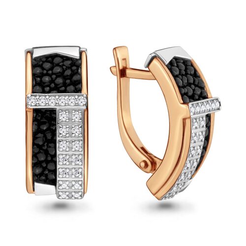 Серьги с бриллиантами и кожей ската из золота 585 пробы