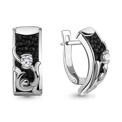 Серьги с бриллиантами и кожей ската из белого золота 585 пробы