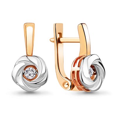 Серьги с танцующими бриллиантами из  золота 585 пробы