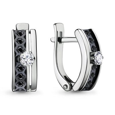 Серьги с бриллиантами из белого золота 585 пробы 