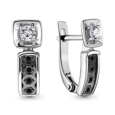 Серьги с бриллиантами из белого золота 585 пробы