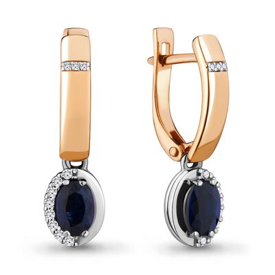 Серьги с сапфирами и бриллиантами из золота 585 пробы