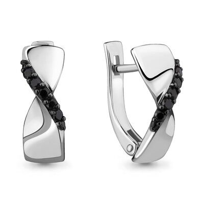 Серьги с черными бриллиантами из белого золота 585 пробы