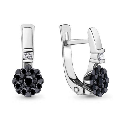 Серьги с черными бриллиантами из белого золота 585 пробы