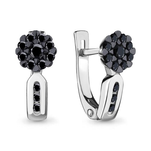 Серьги с черными бриллиантами из белого золота 585 пробы