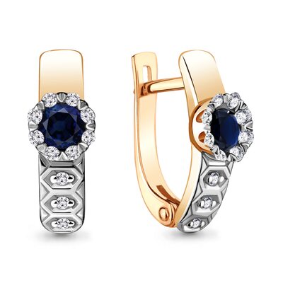 Серьги с бриллиантами и сапфирами из золота 585 пробы