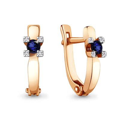 Серьги с сапфирами и бриллиантами из золота 585 пробы