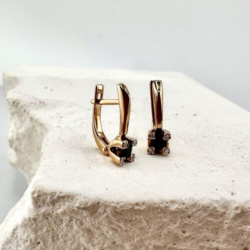 Серьги с сапфирами и бриллиантами из золота 585 пробы