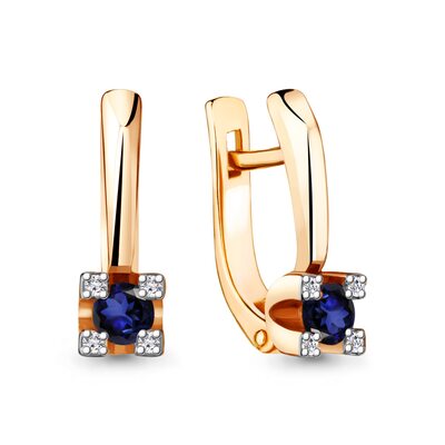Серьги с сапфирами и бриллиантами из золота 585 пробы