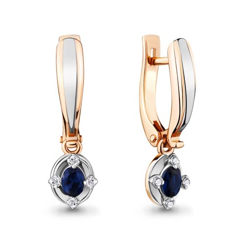 Серьги с сапфирами и бриллиантами из золота 585 пробы