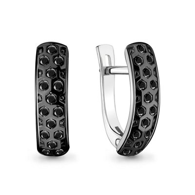 Серьги с черными бриллиантами из белого золота 585 пробы