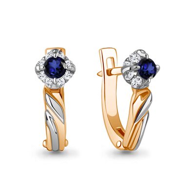 Серьги с сапфирами и бриллиантами из золота 585 пробы