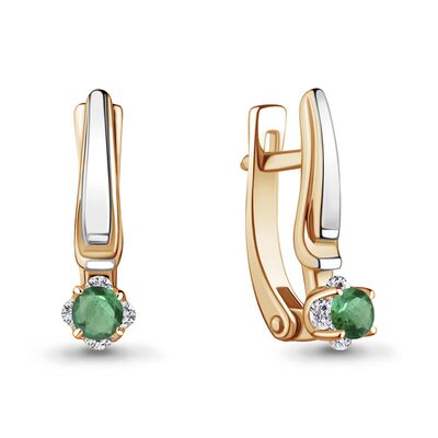 Серьги с изумрудами и бриллиантами из золота 585 пробы