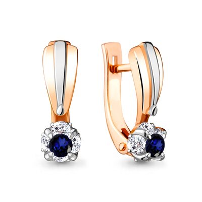 Серьги с сапфирами и бриллиантами из золота 585 пробы