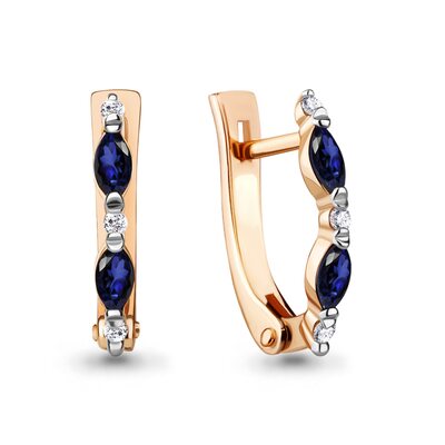 Серьги с сапфирами и бриллиантами из золота 585 пробы