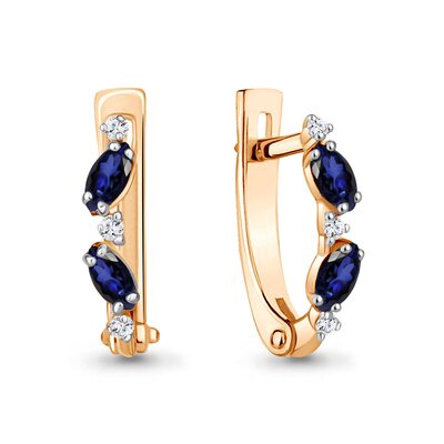 Серьги с сапфирами и бриллиантами из золота 585 пробы