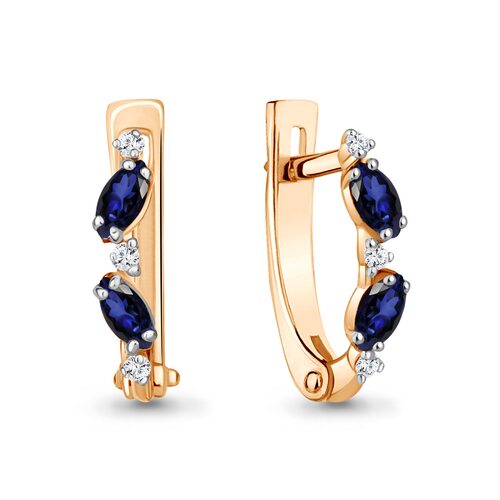 Серьги с сапфирами и бриллиантами из золота 585 пробы