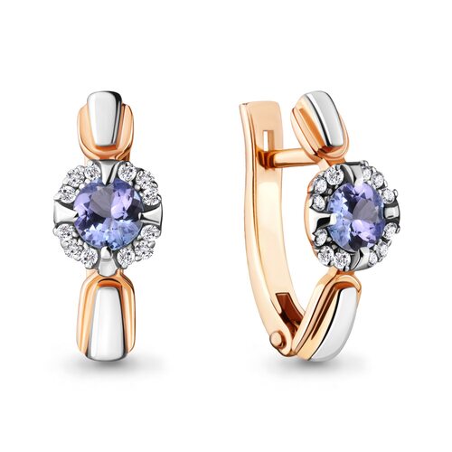 Серьги с танзанитом и бриллиантами из золота 585 пробы