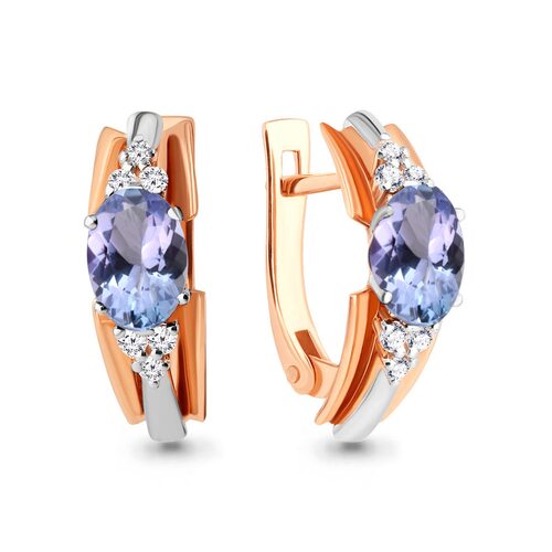 Серьги с танзанитами и бриллиантами из золота 585 пробы