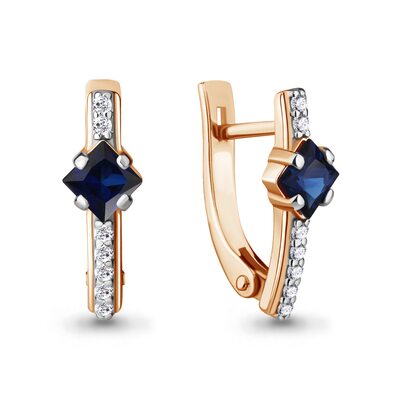 Серьги с сапфирами и бриллиантами из золота 585 пробы