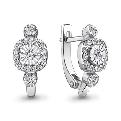 Серьги с бриллиантами из белого золота 585 пробы