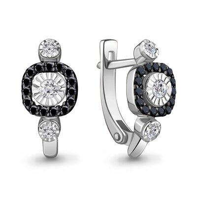 Серьги с бриллиантами из белого золота 585 пробы