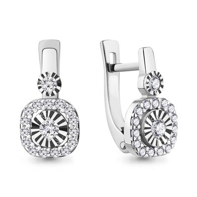 Серьги с бриллиантами из белого золота 585 пробы