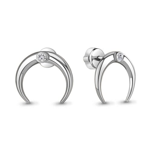Серьги "Луна" с бриллиантами из белого золота 585 пробы