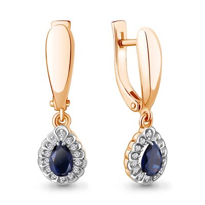 Серьги с сапфирами и бриллиантами из золота 585 пробы