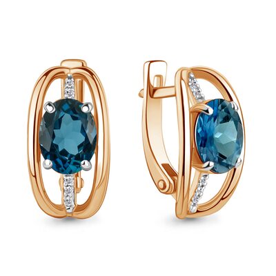 Серьги с топазами и бриллиантами из золота 585 пробы