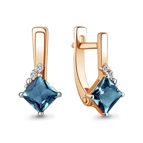 Серьги с топазами и бриллиантами из золота 585 пробы