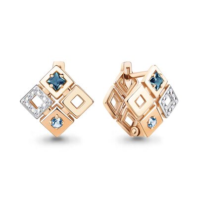 Серьги с топазами и бриллиантами из золота 585 пробы