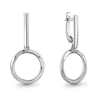 Серьги с бриллиантами из белого золота 585 пробы