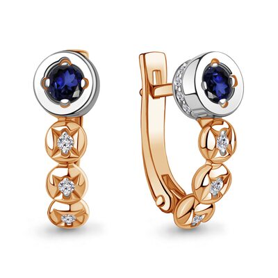 Серьги с сапфирами и бриллиантами из золота 585 пробы